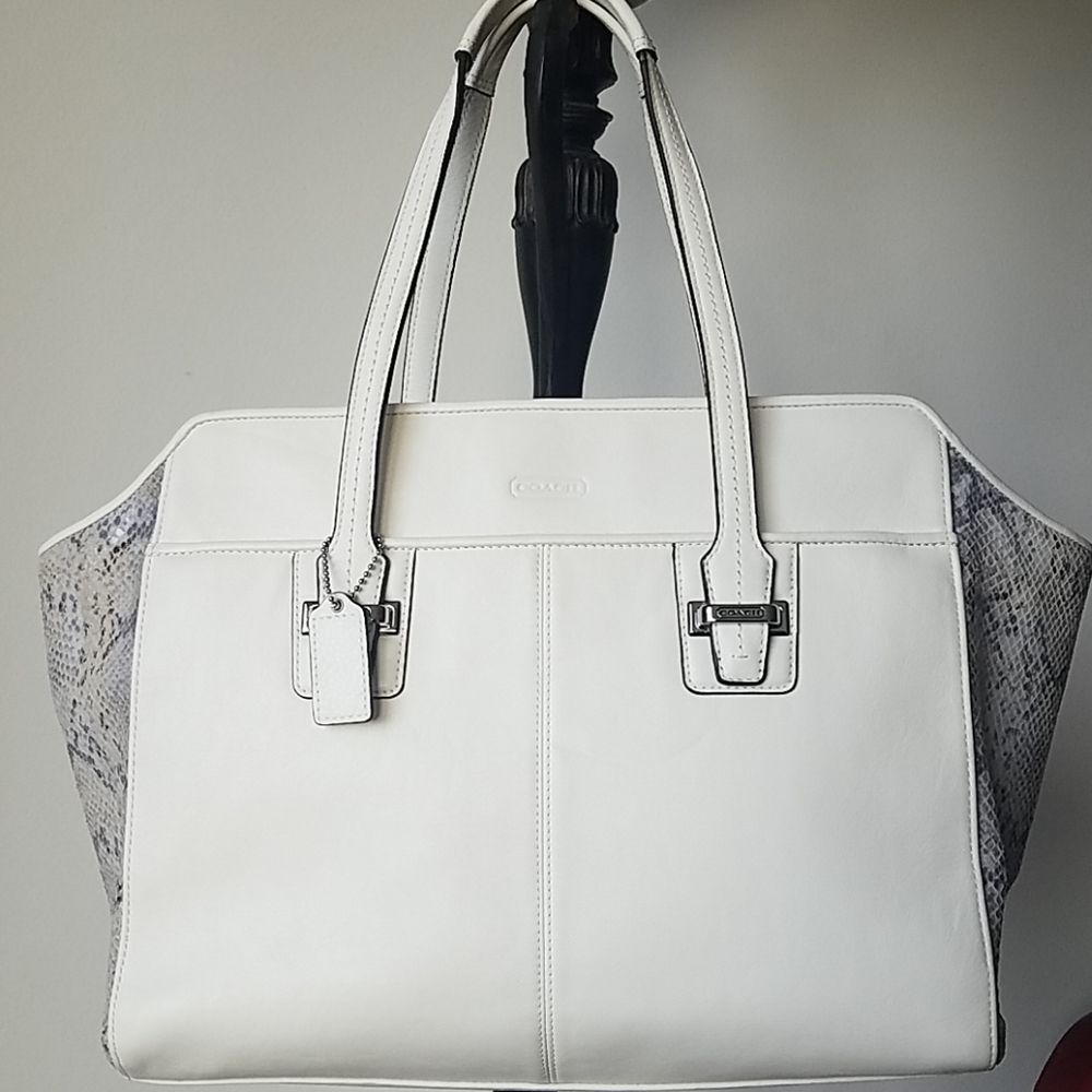 NWT Coach Alexis Ivory/Reptile Leather Bag